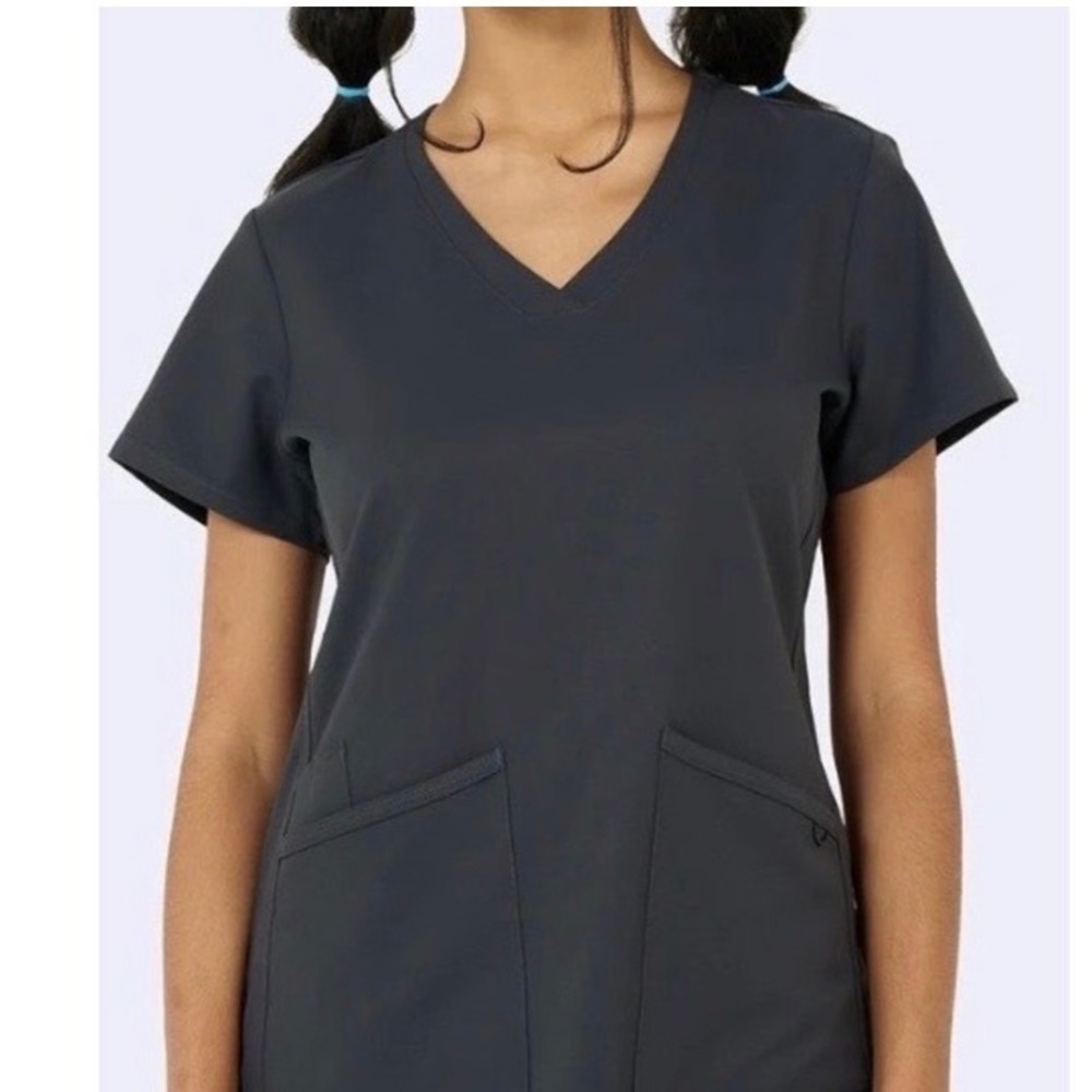 Zavate Studio 1165 V-Neck Scrub Top Pewter Gray StudioStretch XS NIP